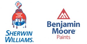 Paint It OKC uses house painting products from the companies listed in this picture.