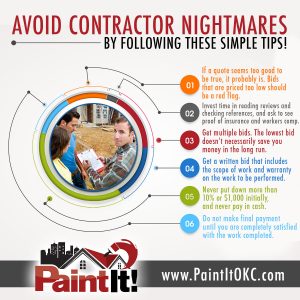 Infographic on avoiding painting contractor nightmares in Oklahoma City.