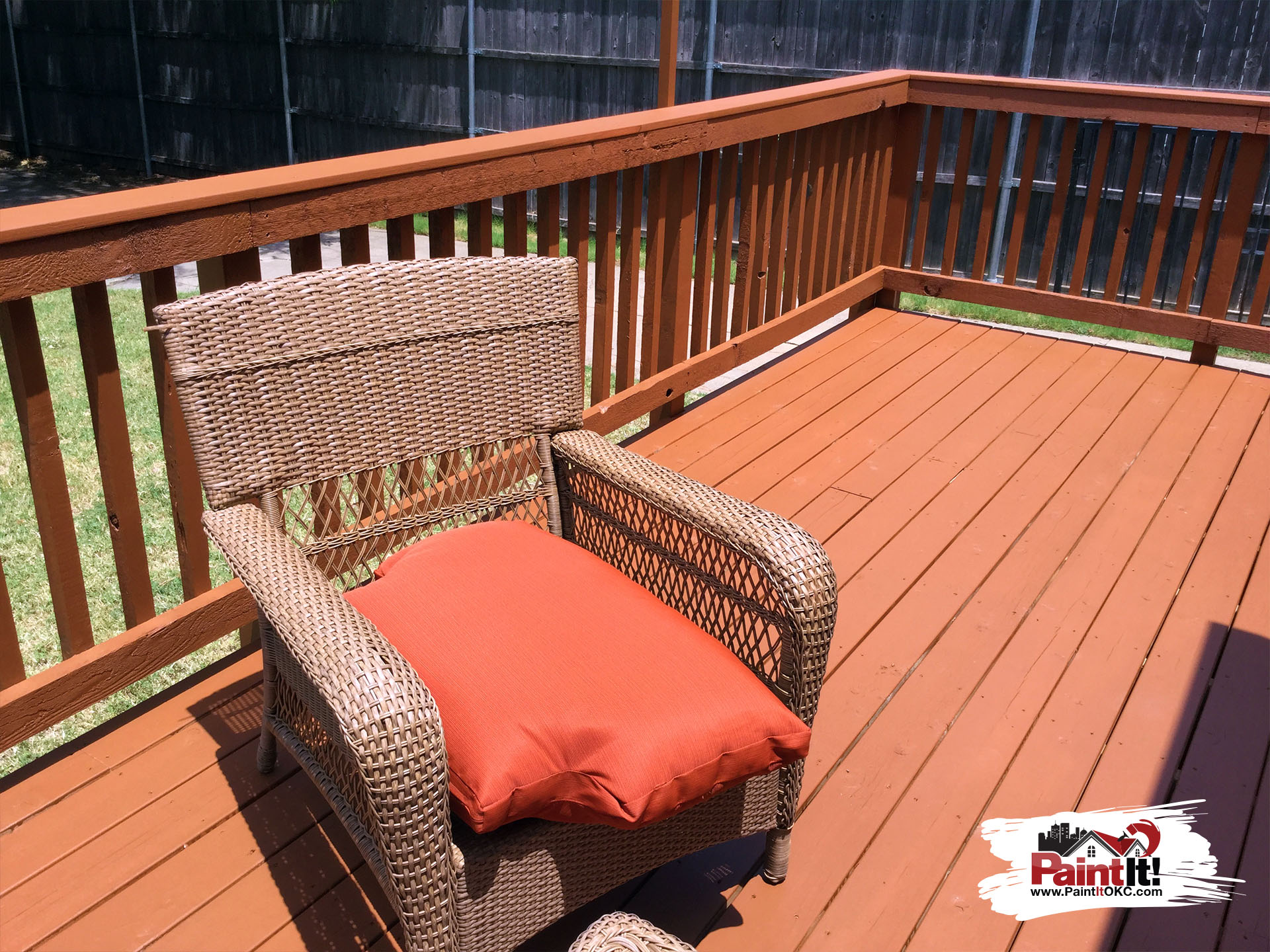 a newly painted brown deck