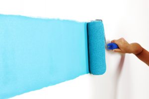 horizontal roll of blue paint